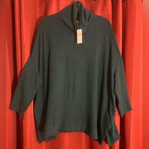 NWT Anthropologie Postmark Elegant Teal Cowl Neck Sweater Size Large